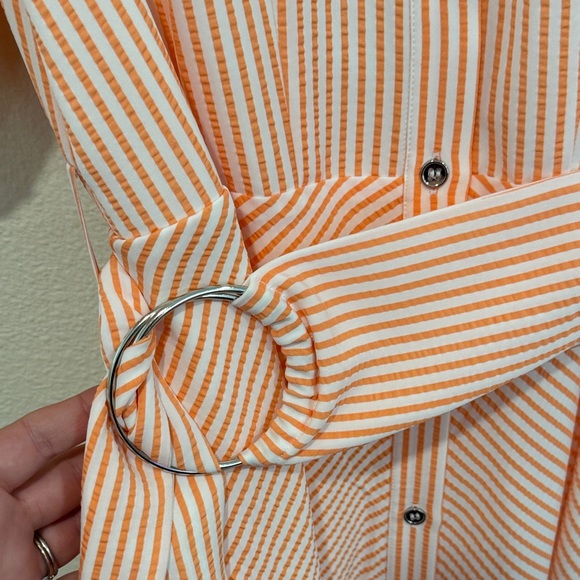 Elie Tahari Peach Striped Midi Dress - Picture 7 of 9